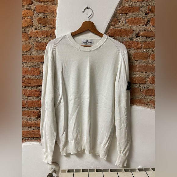 Stone Island Crewneck Sweatshirt in White Cotton